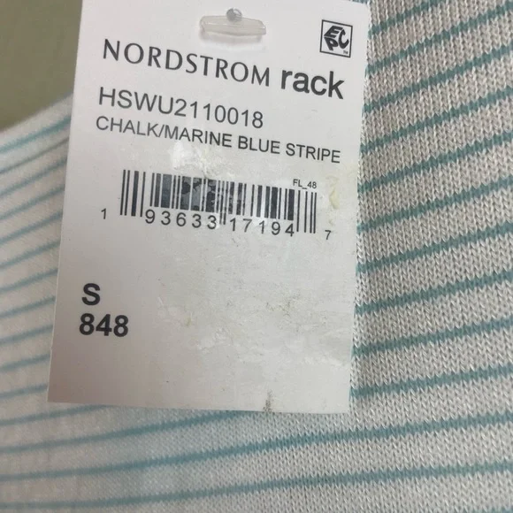 NWT H by Halston blue white Striped Crew Neck V-Back Long Sleeve Top Size Small - Picture 8 of 10